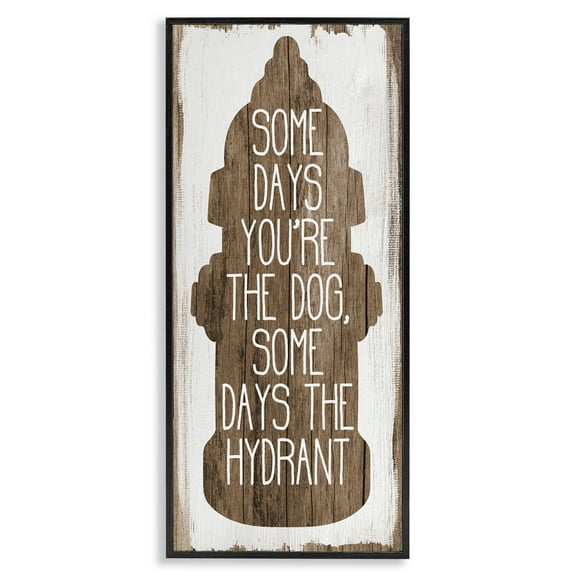 Stupell Industries Dog or Hydrant Funny Pet Metaphor Typography Painting Black Framed Art Print Wall Art, 10 x 24