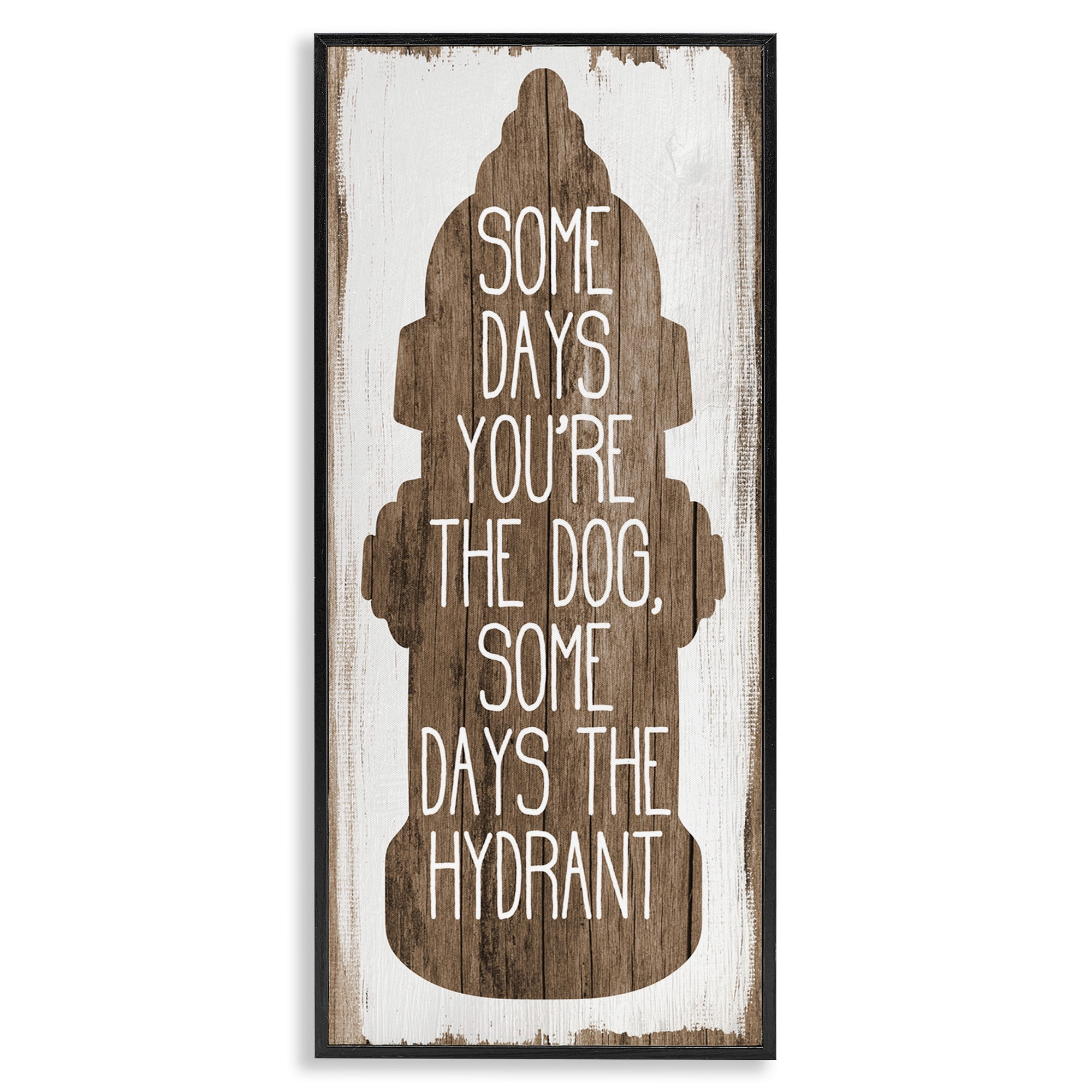 Stupell Industries Dog or Hydrant Funny Pet Metaphor Typography Painting Black Framed Art Print Wall Art, 13 x 30