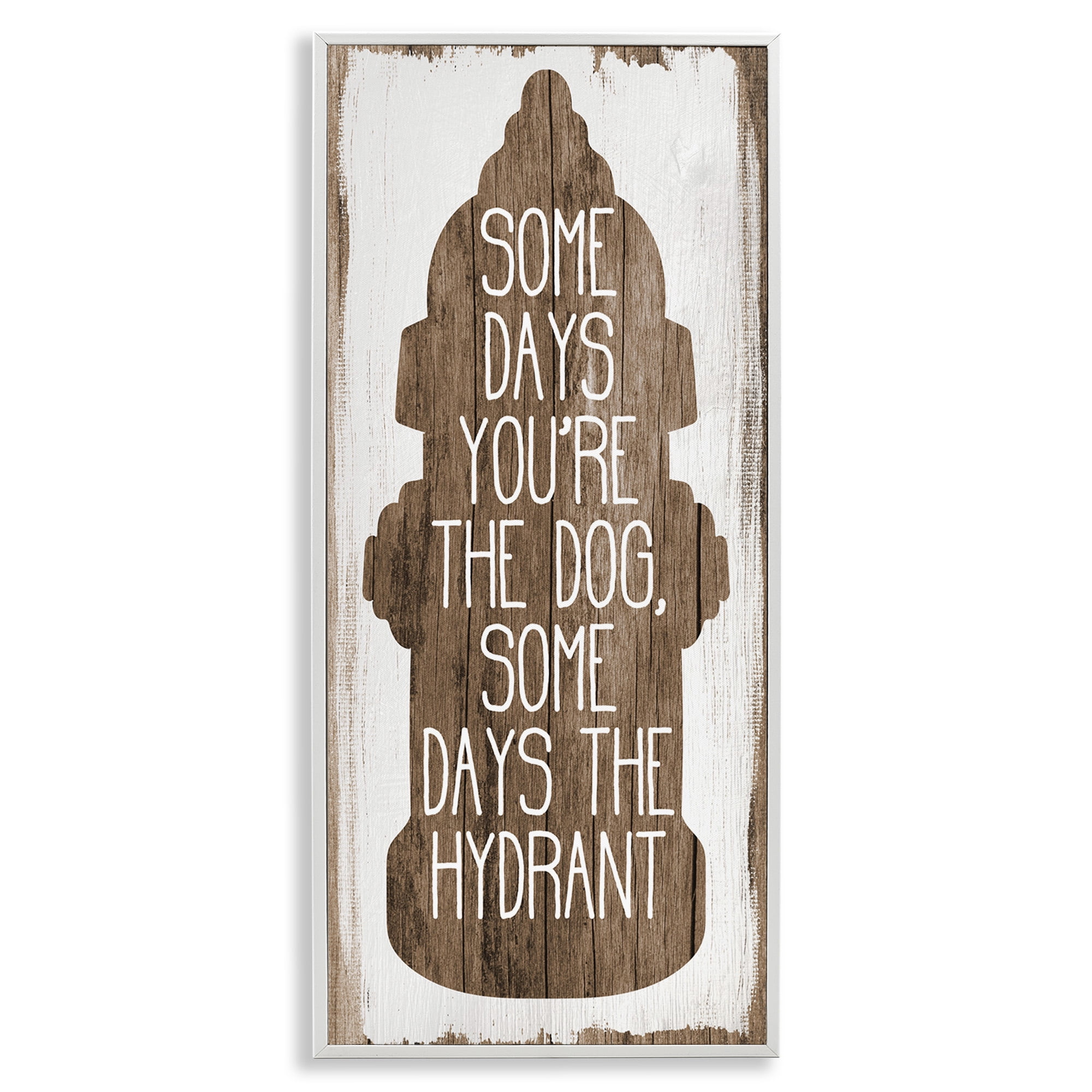 Stupell Industries Dog or Hydrant Funny Pet Metaphor Typography Painting White Framed Art Print Wall Art, 13 x 30