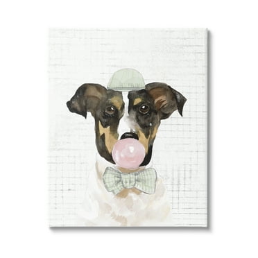 Stupell Industries Dog with Bowtie Patterned Animals & Insects Painting Gallery Wrapped Canvas Print Wall Art, 16 x 20