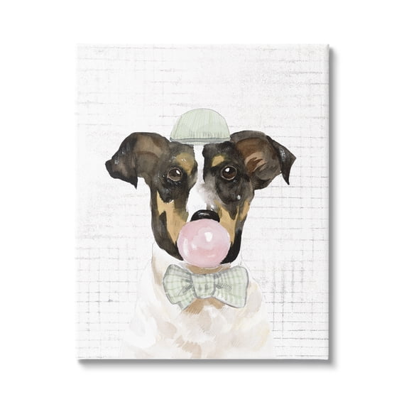 Stupell Industries Dog with Bowtie Patterned Animals & Insects Painting Gallery Wrapped Canvas Print Wall Art, 16 x 20