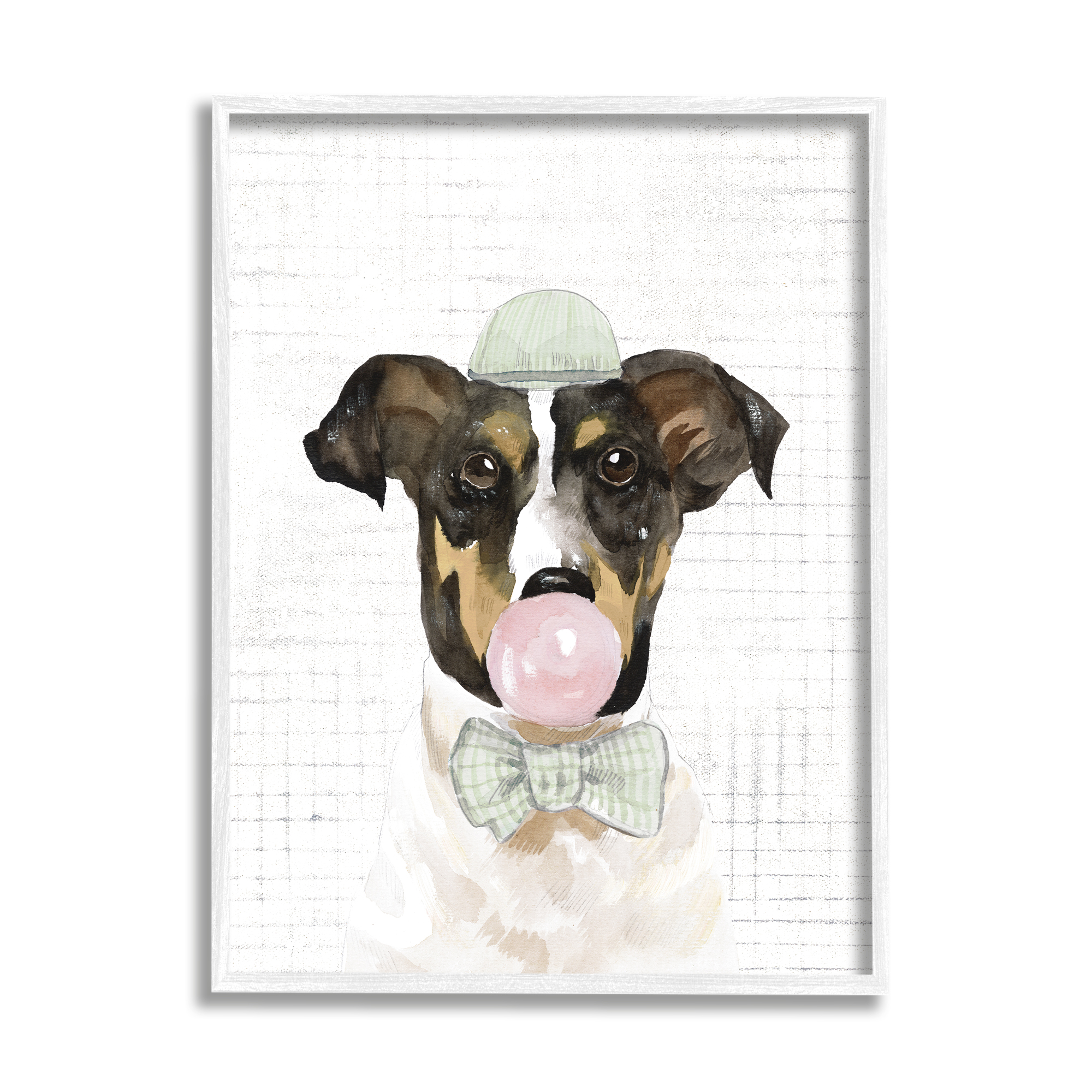 Stupell Industries Dog with Bowtie Patterned Animals & Insects Painting White Framed Art Print Wall Art, 16 x 20