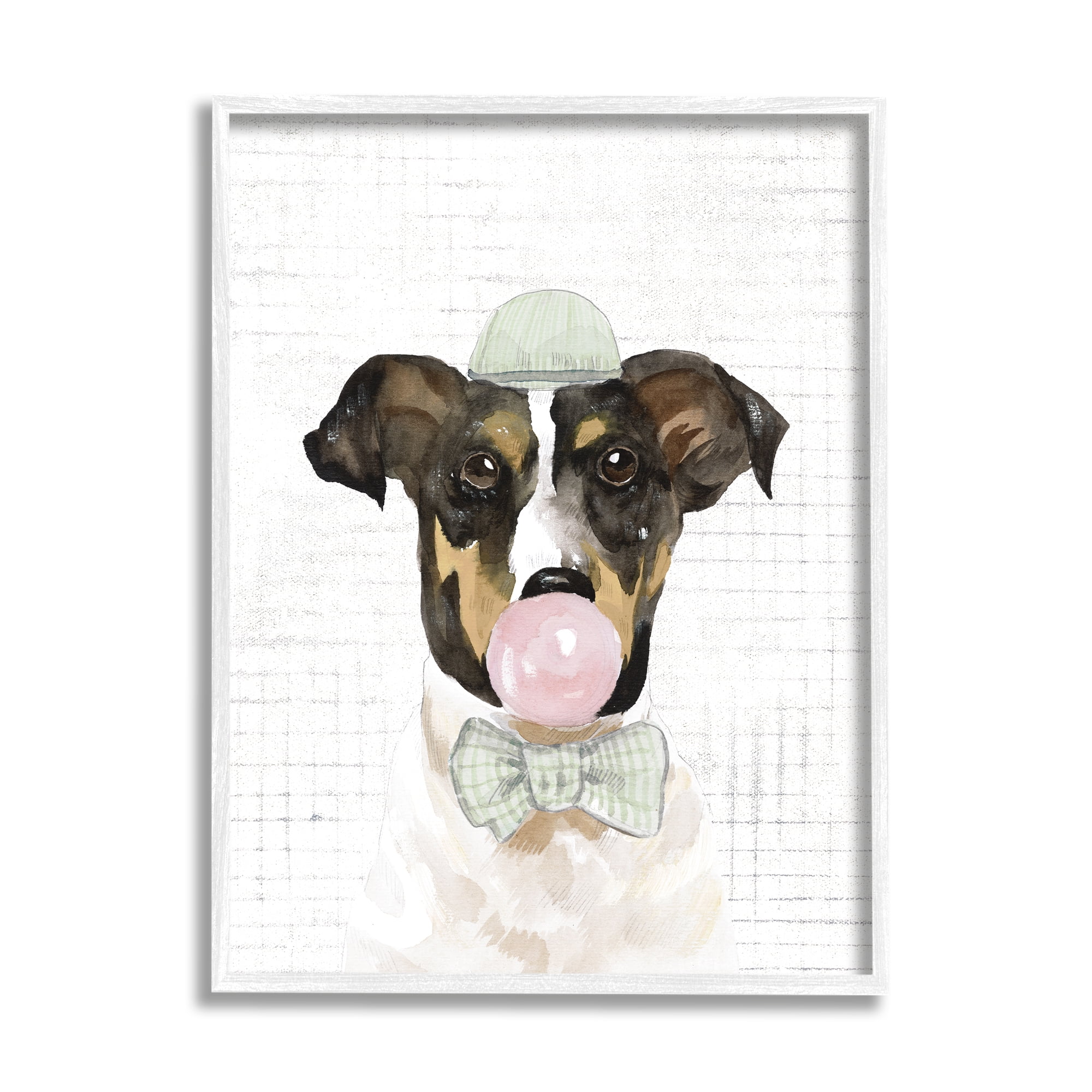 Stupell Industries Dog with Bowtie Patterned Animals & Insects Painting White Framed Art Print Wall Art, 24 x 30
