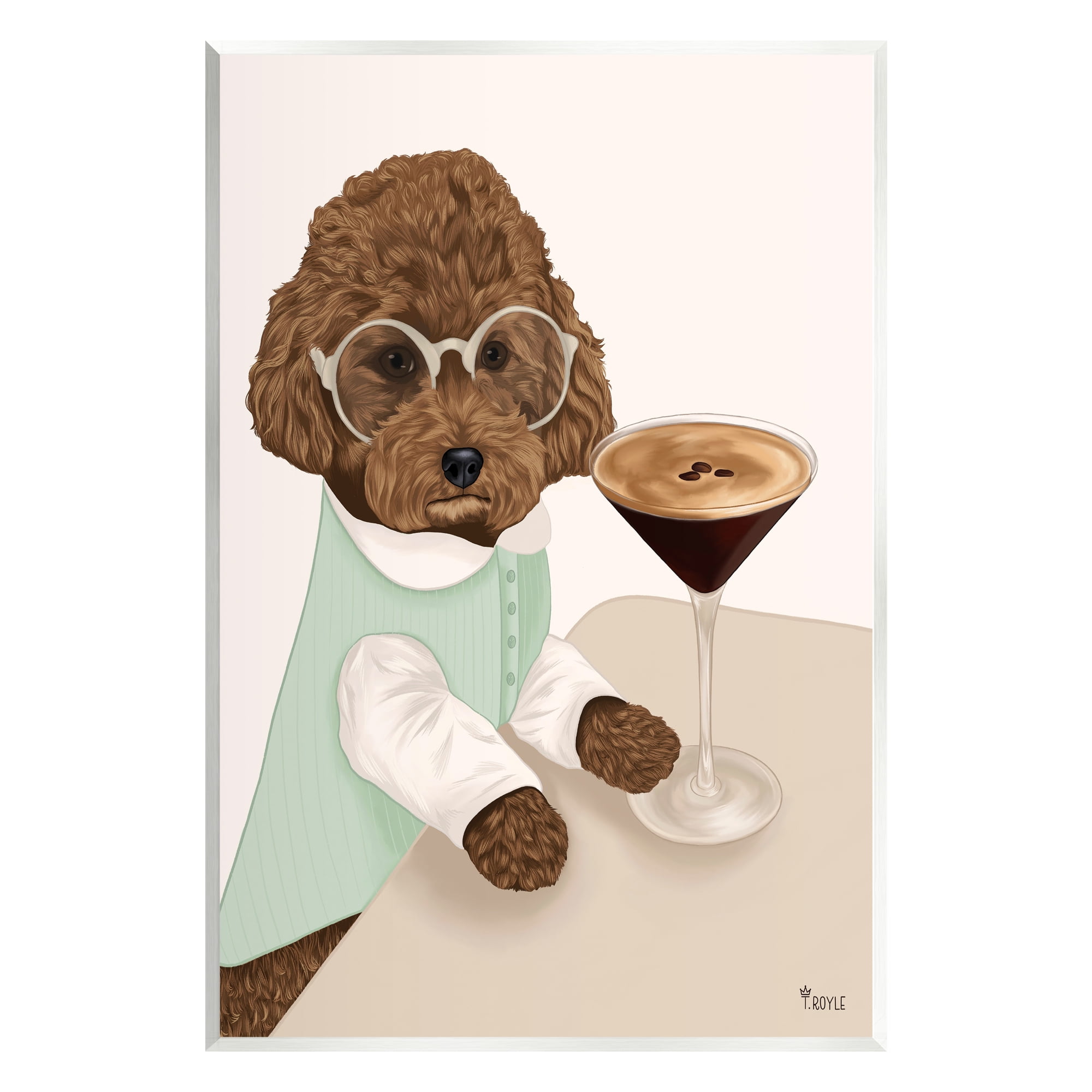 Stupell Industries Dog with Espresso Martini Animals & Insects Painting Unframed Art Print Wall Art, 13 x 19