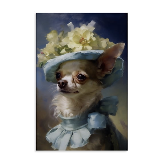Stupell Industries Dog with Fashionable Hat Animals Painting Wrapped Canvas Canvas Art Print Wall Art, 30 x 45