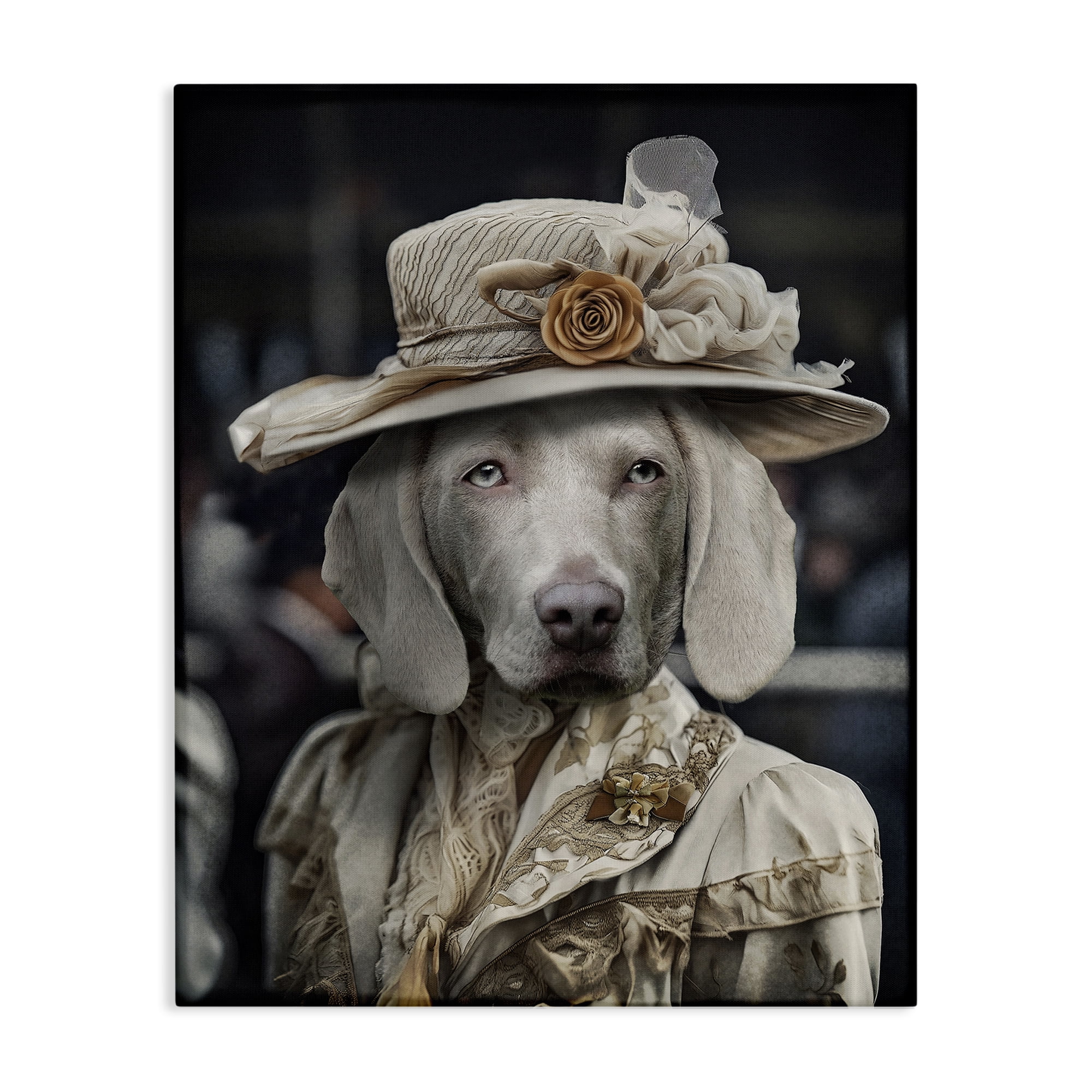 Stupell Industries Dog with Floral Hat Animals & Insects Painting Gallery Wrapped Canvas Art Print Wall Art, 16 x 20
