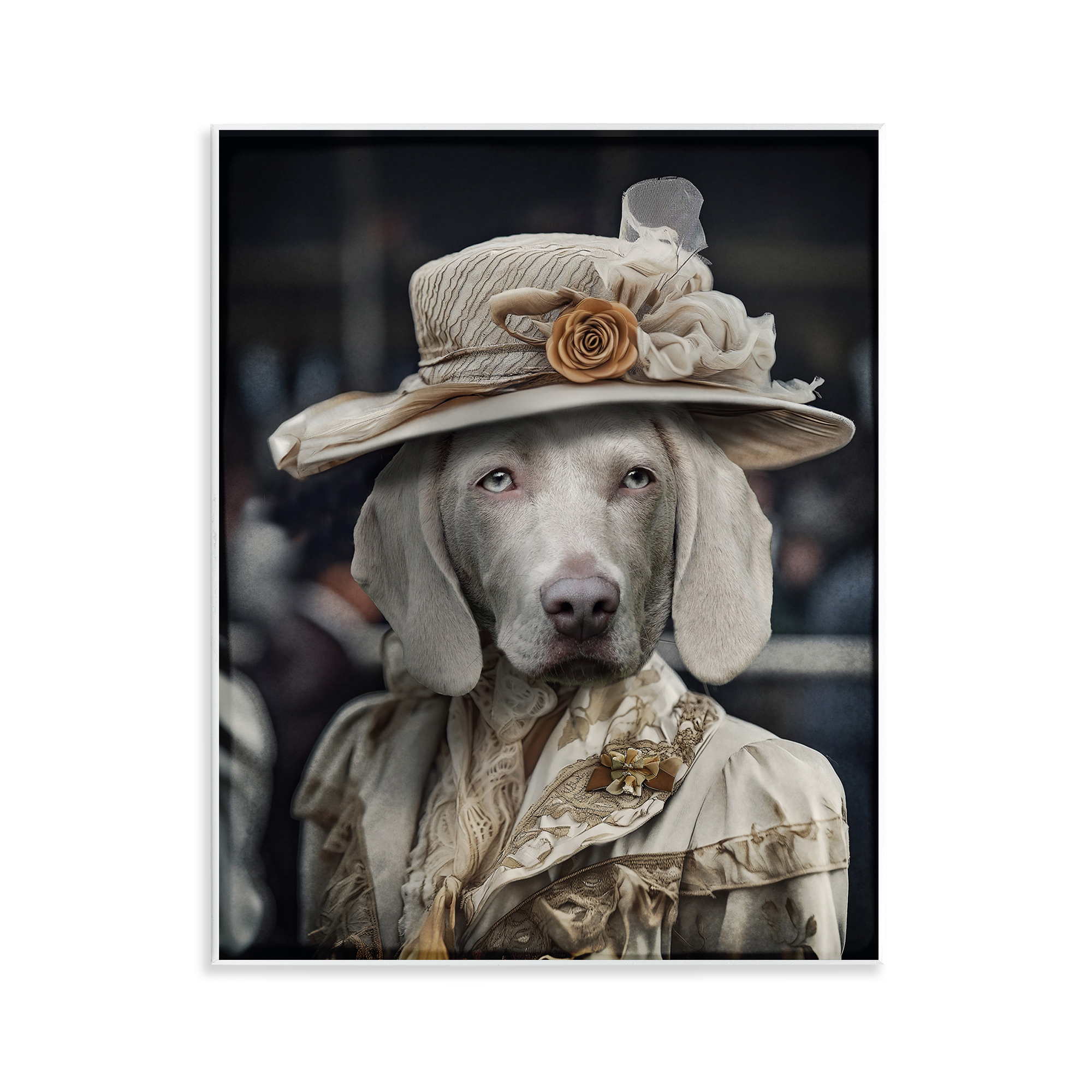 Stupell Industries Dog with Floral Hat Animals & Insects Painting Unframed Art Print Wall Art, 11 x 14
