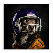 Stupell Industries Dog with Football Helmet Animals Painting Unframed Art Print Wall Art, 12 x 12