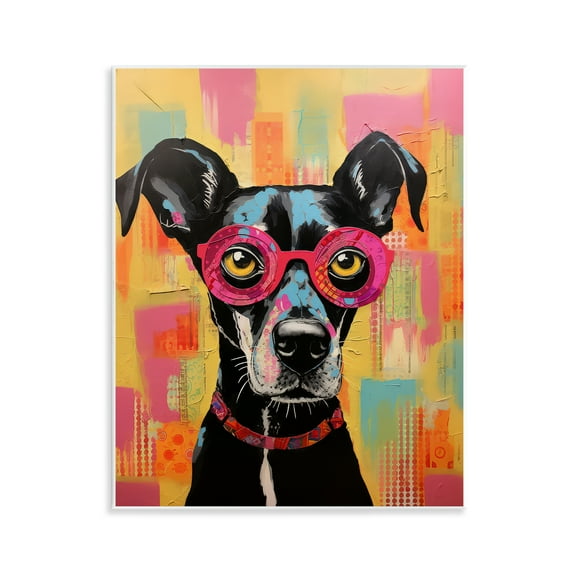 Stupell Industries Dog with Fun Glasses Animals Painting Unframed Art Print Wall Art, 11 x 14
