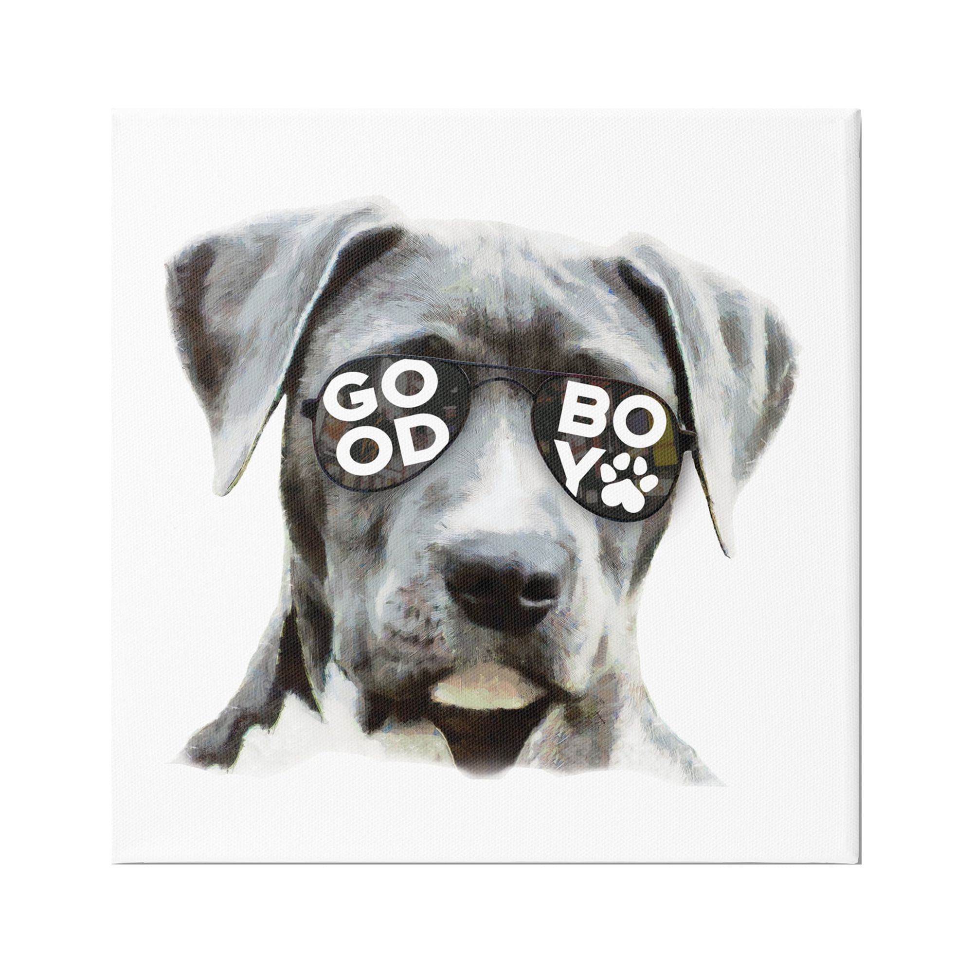 Stupell Industries Dog with Good Boy Glasses Animals & Insects Painting Gallery Wrapped Canvas Print Wall Art, 30 x 30
