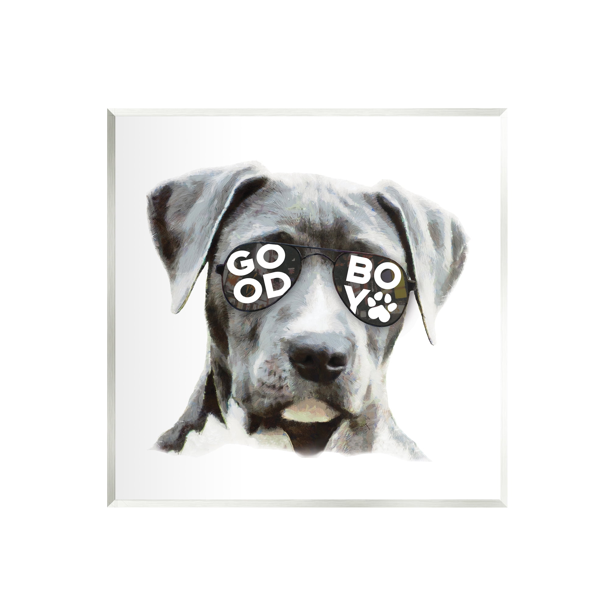 Stupell Industries Dog with Good Boy Glasses Animals & Insects Painting Unframed Art Print Wall Art, 12 x 12