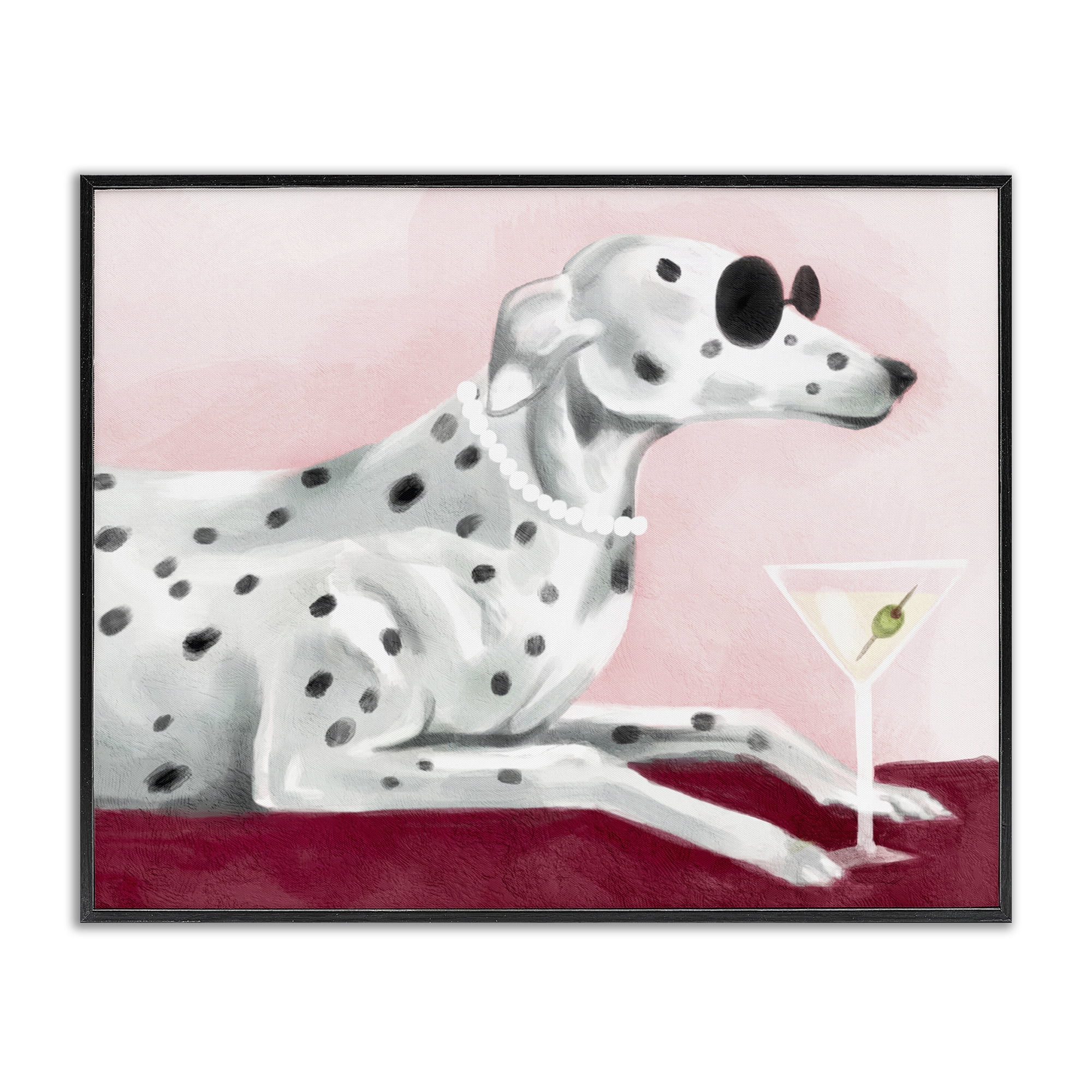 Stupell Industries Dog with Martini Animals Painting Black Framed Art Print Wall Art, 20 x 16