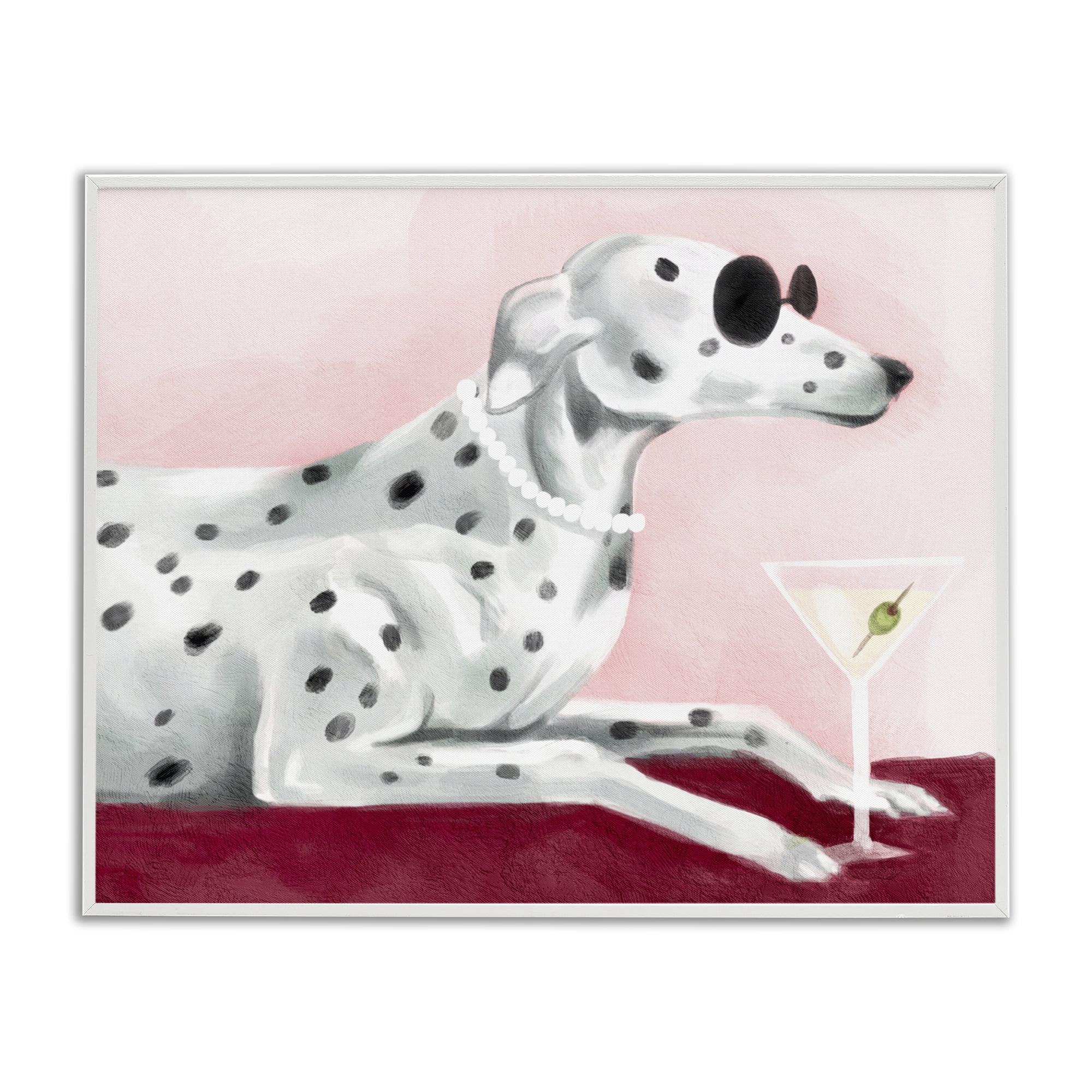 Stupell Industries Dog with Martini Animals Painting White Framed Art Print Wall Art, 20 x 16
