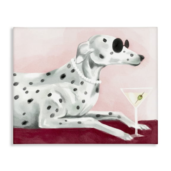 Stupell Industries Dog with Martini Animals Painting Wrapped Canvas Art Print Wall Art, 20 x 16
