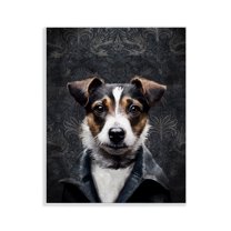 Stupell Industries Dog with Ornate Background Animals Painting Unframed Art Print Wall Art, 11 x 14