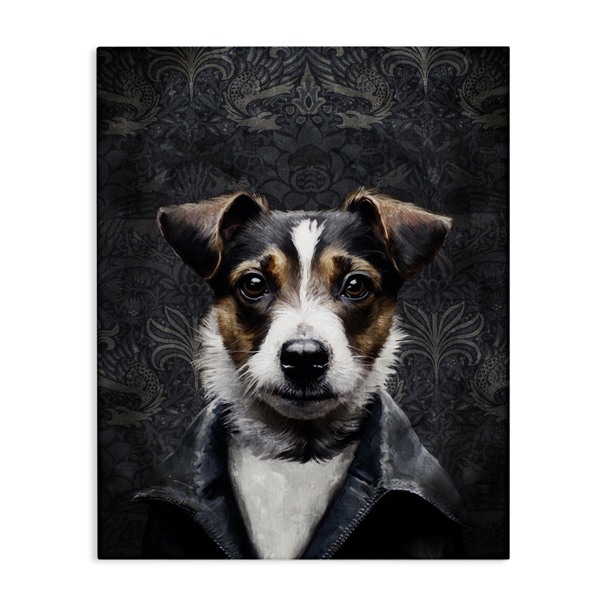 Stupell Industries Dog with Ornate Background Animals Painting Wrapped Canvas Art Print Wall Art, 16 x 20