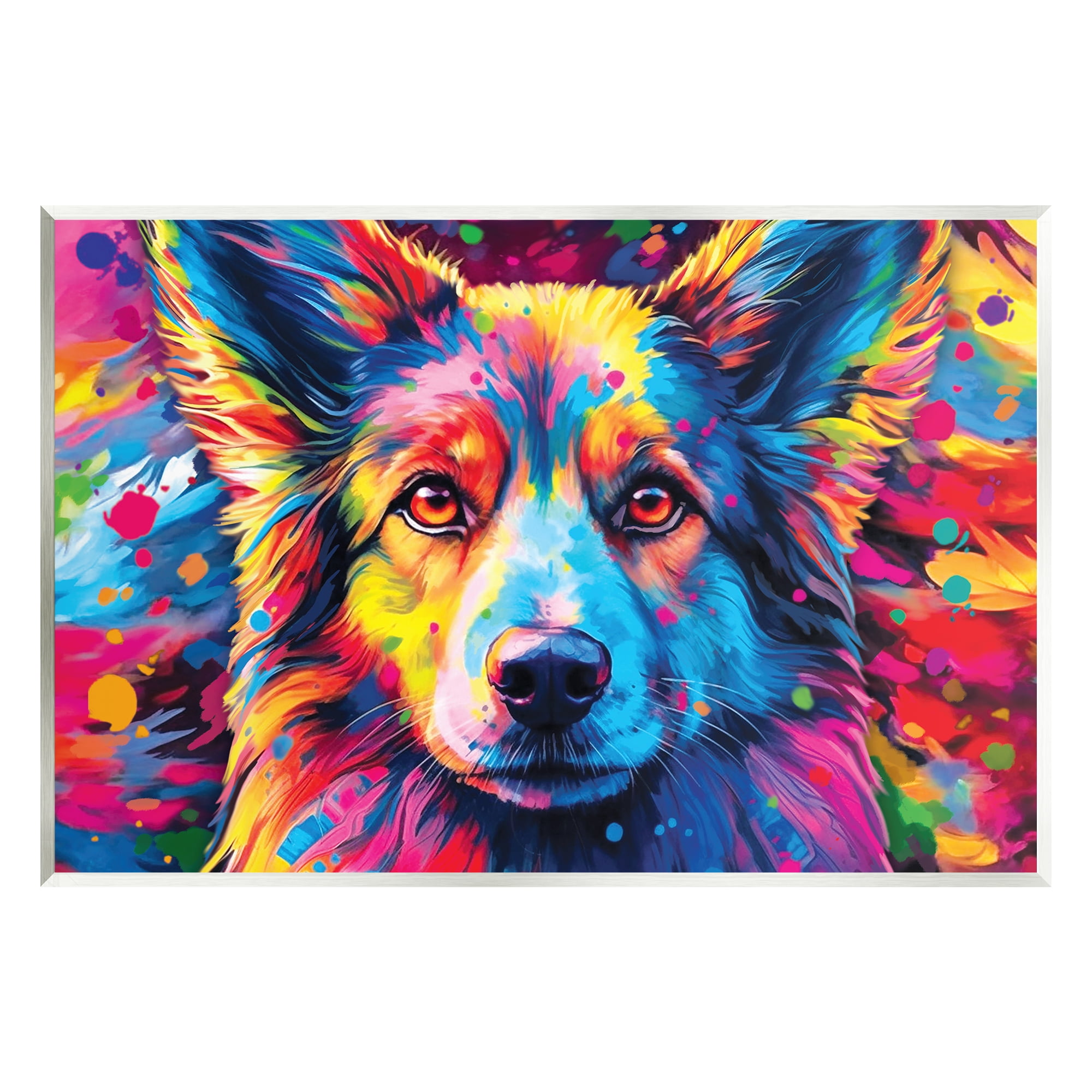 Stupell Industries Dog with Vivid Paint Splash Animals & Insects Painting Unframed Art Print Wall Art, 19 x 13