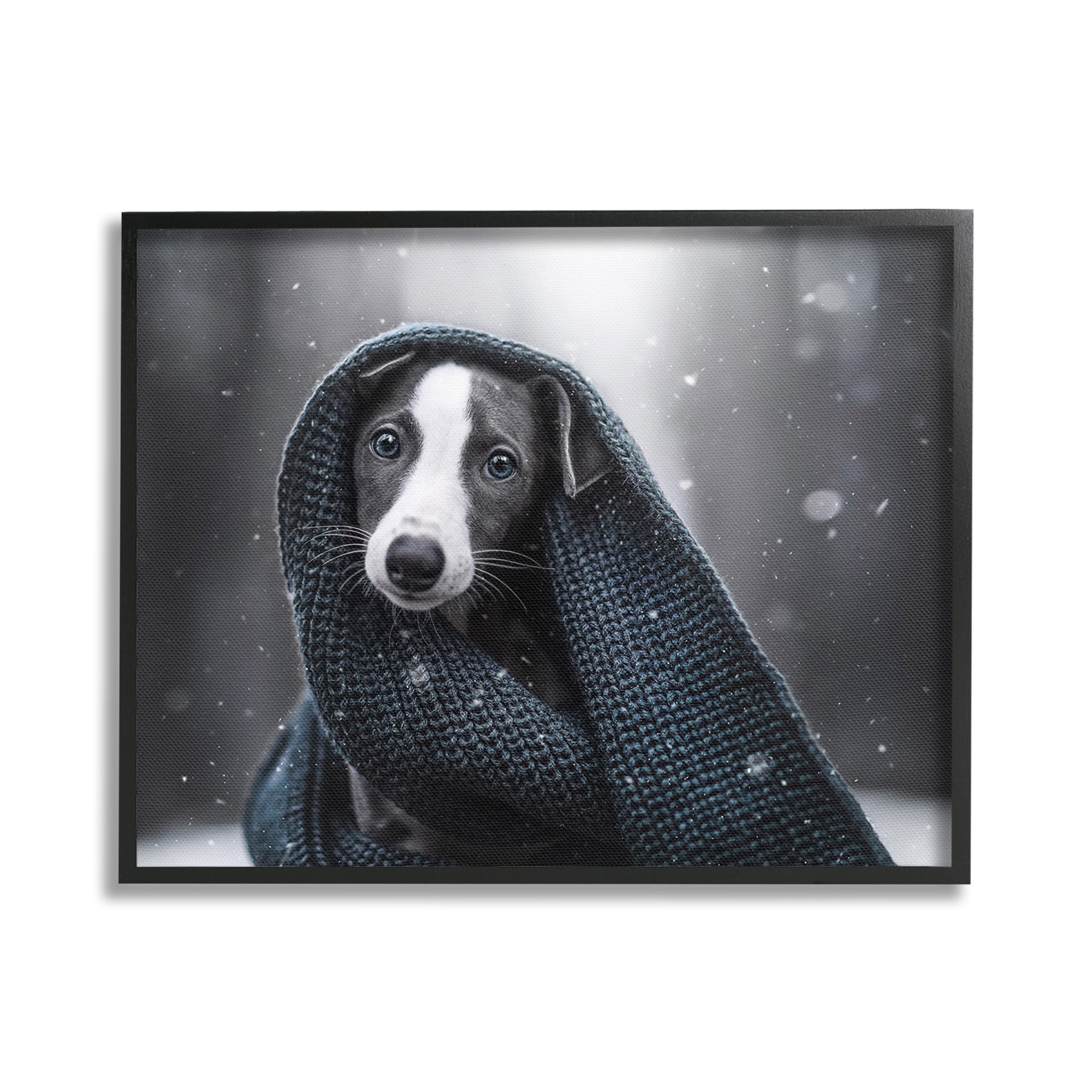 Stupell Industries Dog with Winter Scarf Animals & Insects Painting Black Framed Art Print Wall Art, 30 x 24