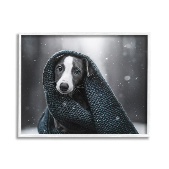 Stupell Industries Dog with Winter Scarf Animals & Insects Painting White Framed Art Print Wall Art, 20 x 16