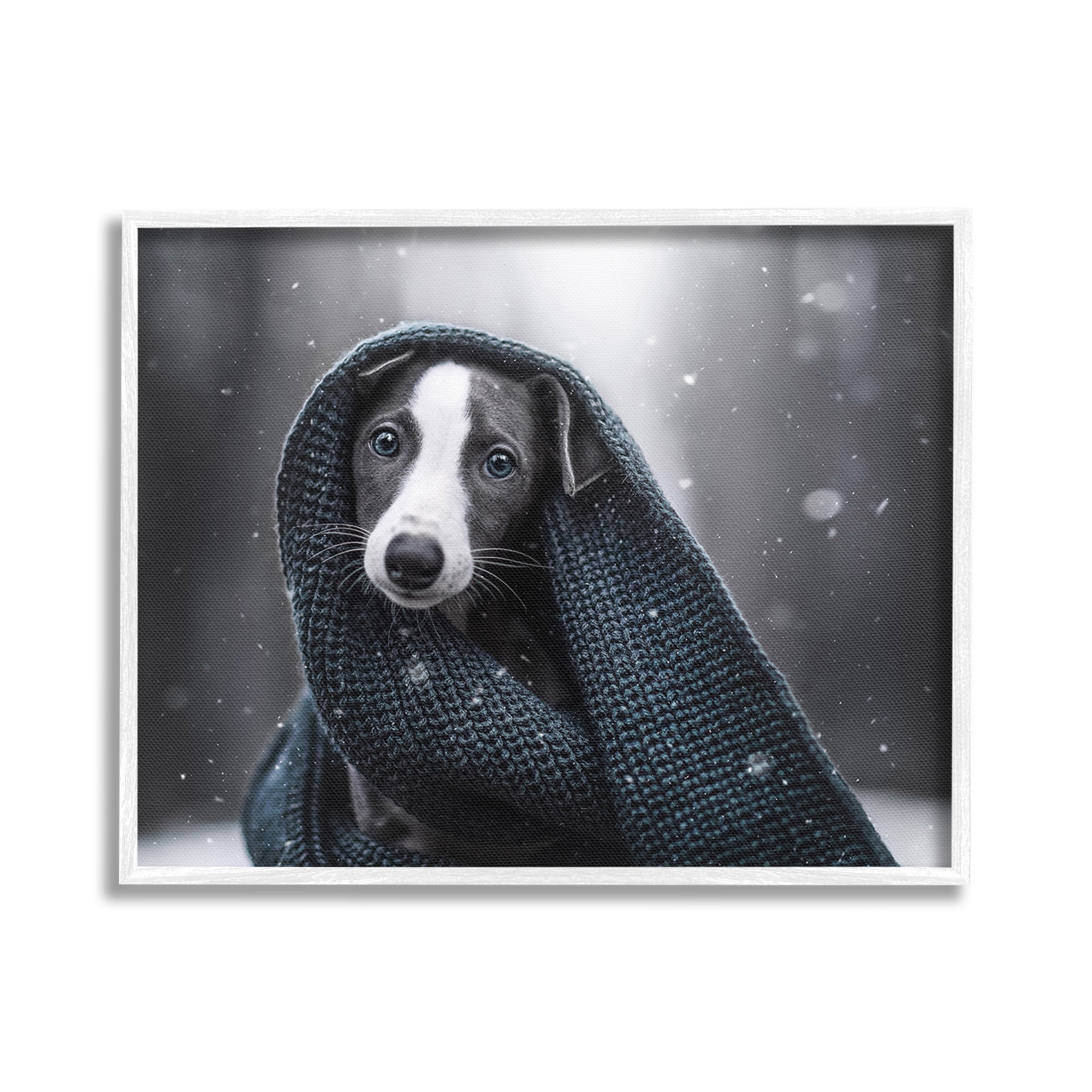 Stupell Industries Dog with Winter Scarf Animals & Insects Painting White Framed Art Print Wall Art, 30 x 24