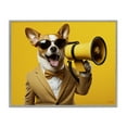 thumbnail image 1 of Stupell Industries Dog with Yellow Megaphone Animals & Insects Painting Gray Framed Art Print Wall Art, 14 x 11, 1 of 10