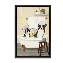 Stupell Industries Doggie Bath Time Typography Painting Black Floater Framed Canvas Art Print Wall Art, 17 x 25