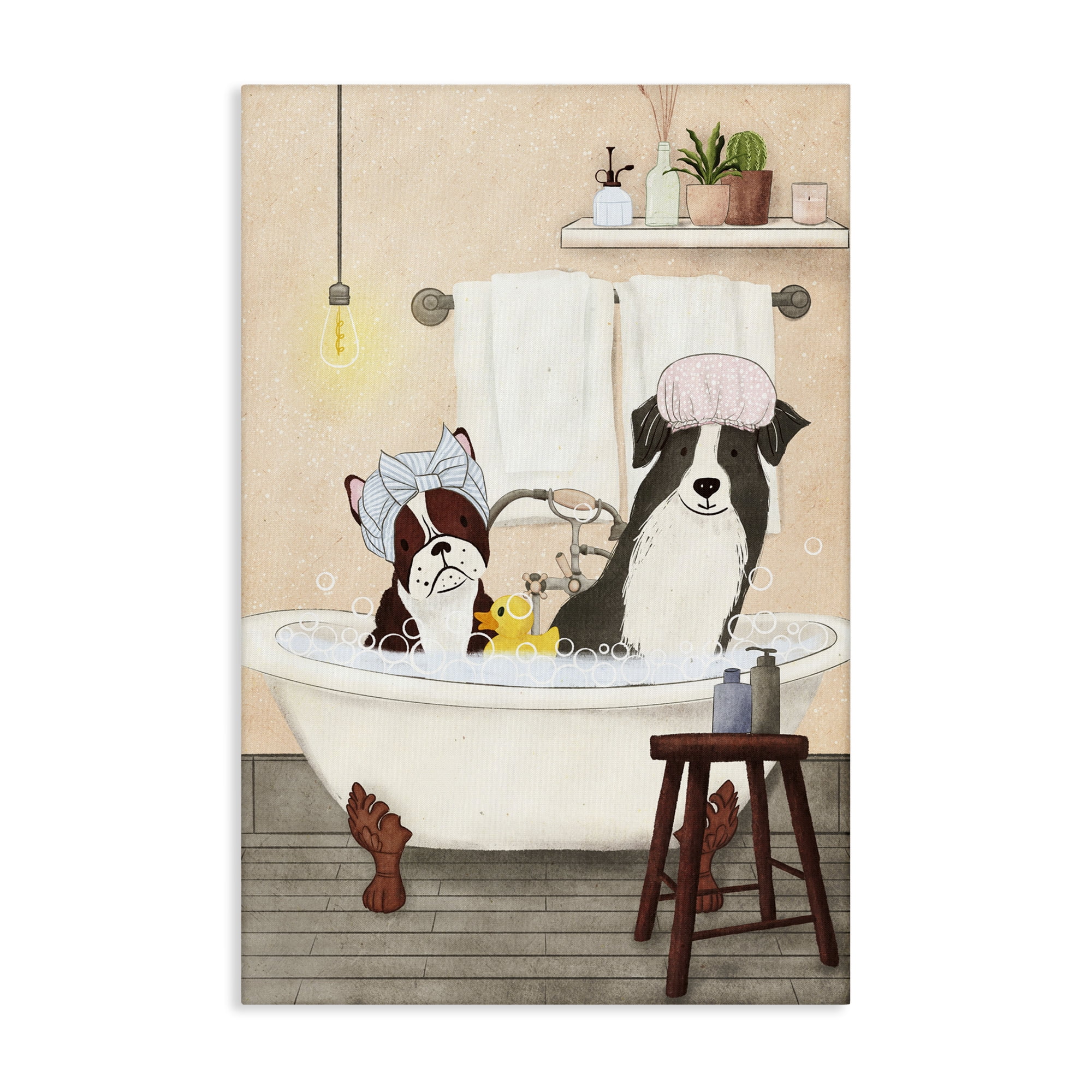 Stupell Industries Doggie Bath Time Typography Painting Gallery Wrapped Canvas Art Print Wall Art, 24 x 36