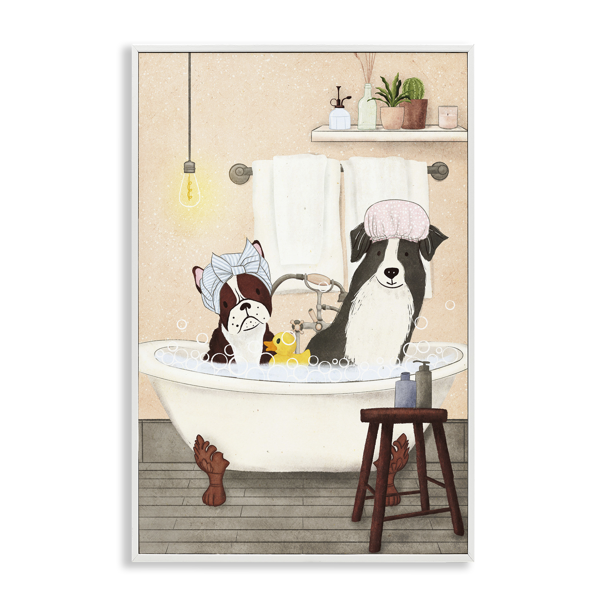 Stupell Industries Doggie Bath Time Typography Painting White Framed Art Print Wall Art, 16 x 24