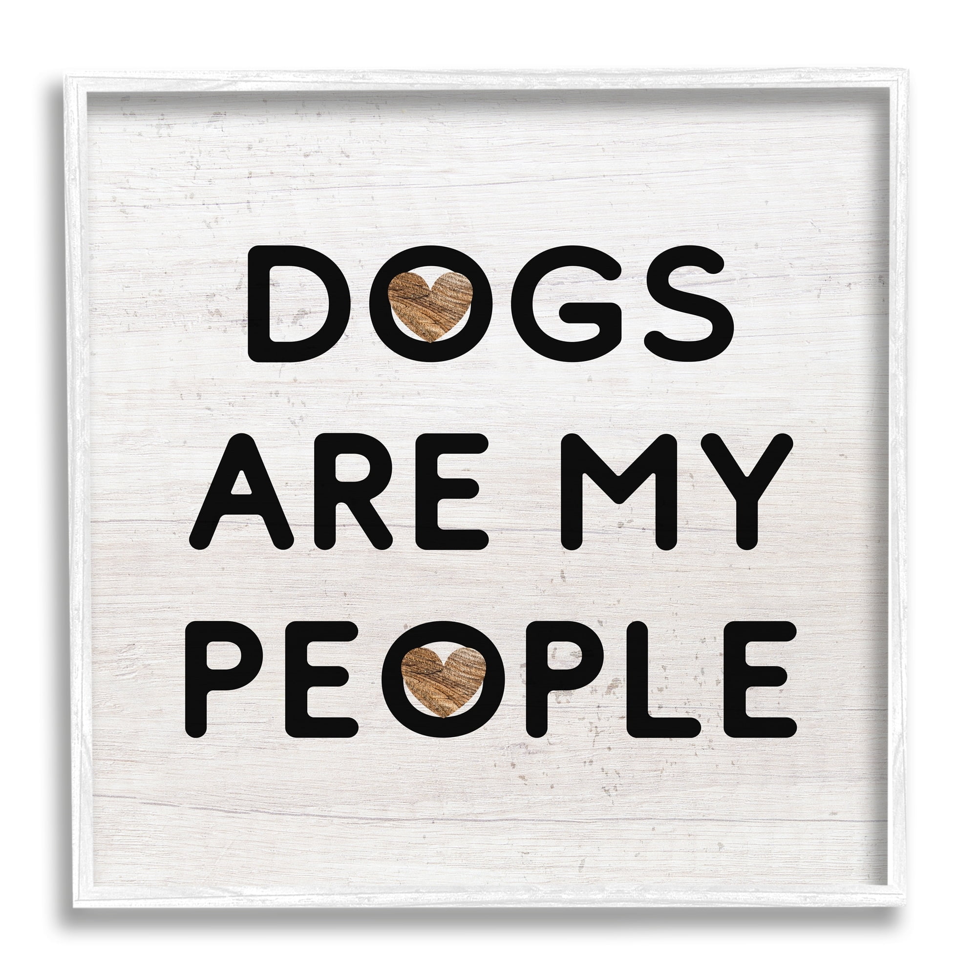 Stupell Industries Dogs Are My People Animal Lover Grain Pattern Graphic Art White Framed Art Print Wall Art, Design by Daphne Polselli