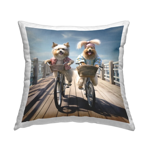 Stupell Industries Dogs Cycling Landscape Decorative Printed Throw Pillow, 18 x 18