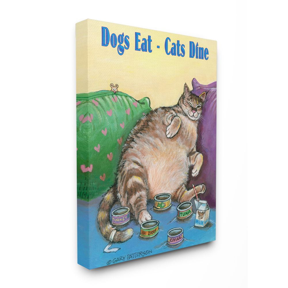Stupell Industries Dogs Eat Cats Dine Funny Cartoon Pet Design Canvas Wall Art by Gary Patterson