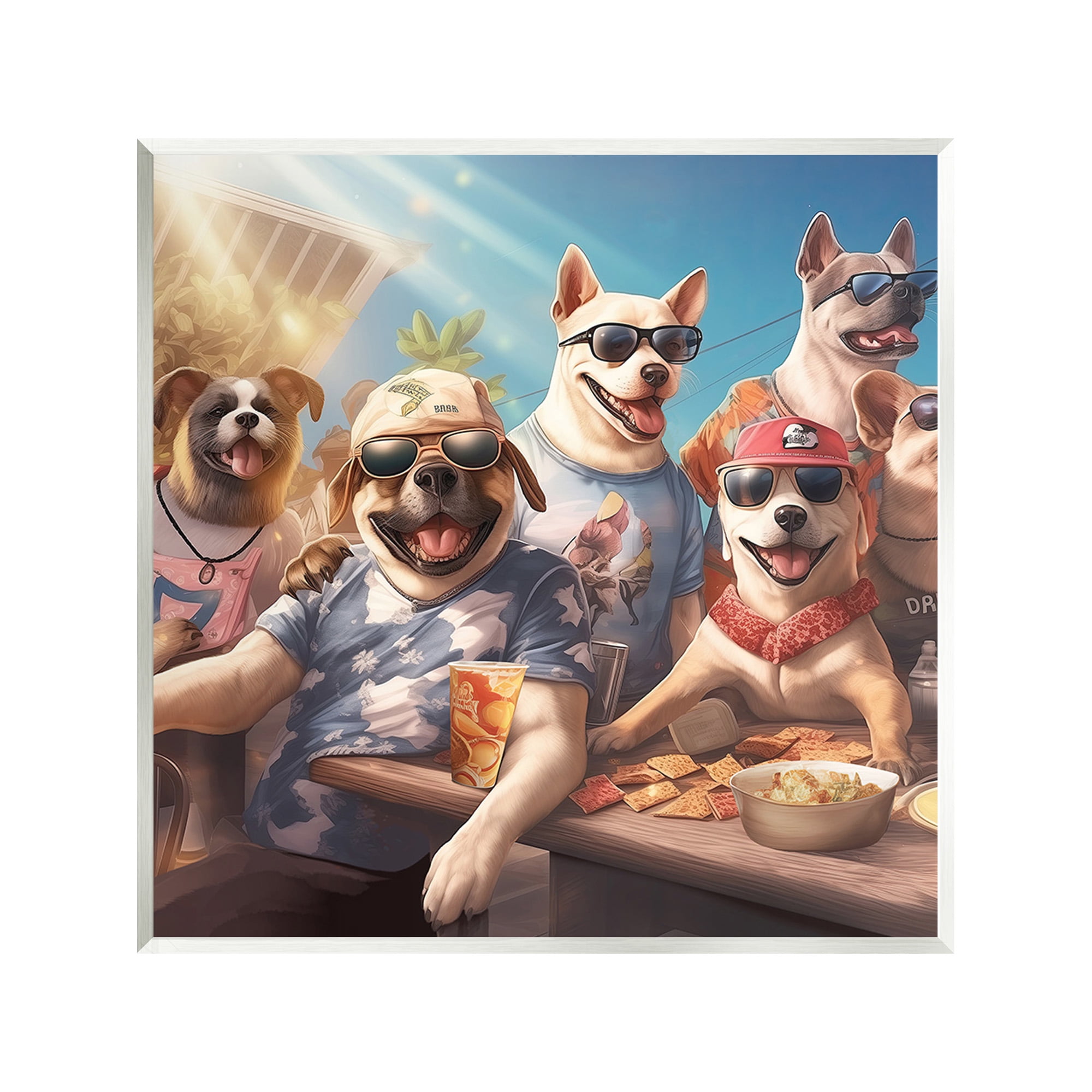 Stupell Industries Dogs Enjoying Summer Animals & Insects Painting Unframed Art Print Wall Art, 12 x 12
