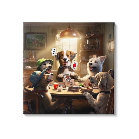 Stupell Industries Dogs & Magic Tricks Animals & Insects Painting Gallery Wrapped Canvas Art Print Wall Art, 17 x 17