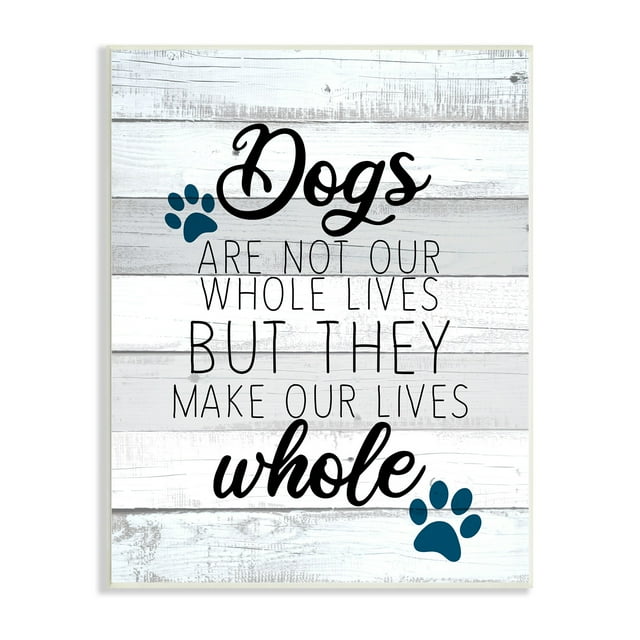 Stupell Industries Dogs Make Our Lives Whole Paw Icon Striped Backdrop,10 x 15, Design by Kim Allen