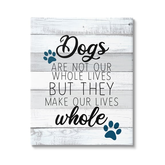 Stupell Industries Dogs Make Our Lives Whole Paw Icon Striped Backdrop,30 x 40, Design by Kim Allen
