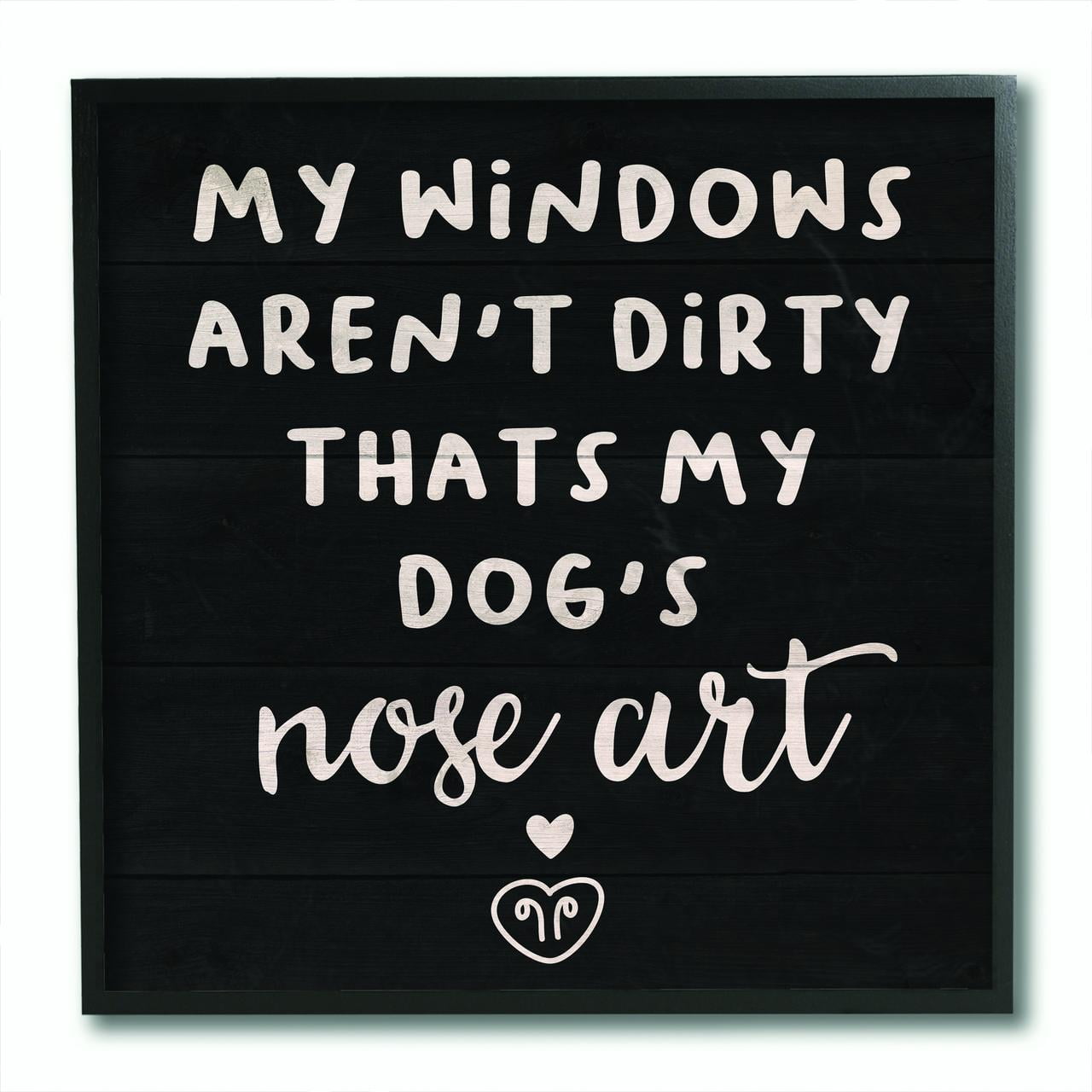 Stupell Industries Dogs Nose Art Funny Pet Black and White Word Design Framed Wall Art by Daphne Polselli