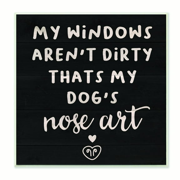 Stupell Industries Dogs Nose Art Funny Pet Black and White Word Design Graphic Art Unframed Art Print Wall Art, 12x12, by Daphne Polselli