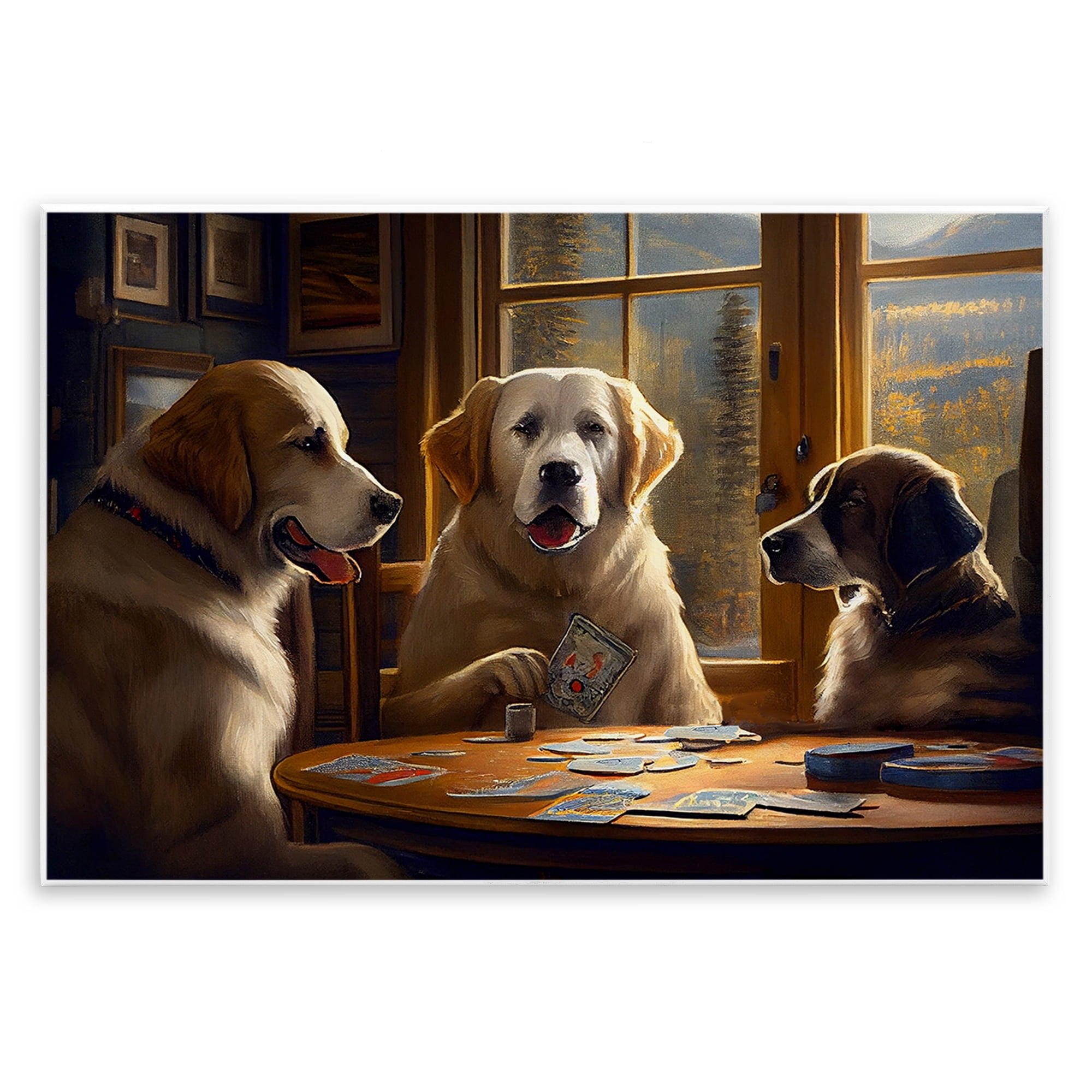 Stupell Industries Dogs Playing Card Game Entertainment Painting Unframed Art Print Wall Art, 19 x 13