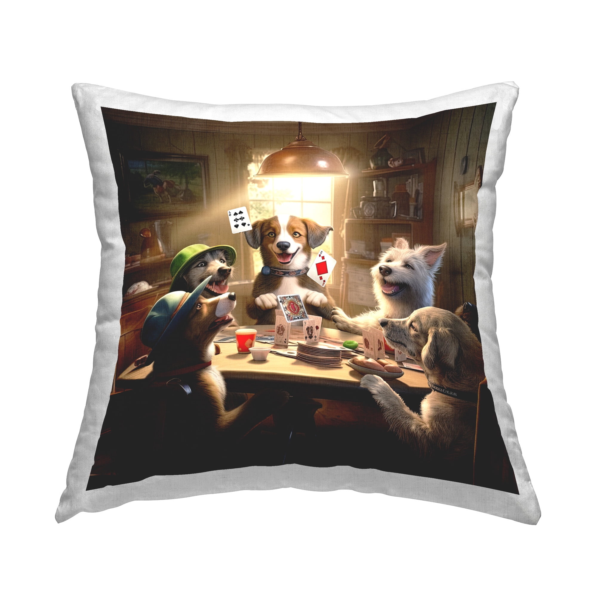 Stupell Industries Dogs Playing Cards Decorative Printed Throw Pillow Design by Jim Baldwin