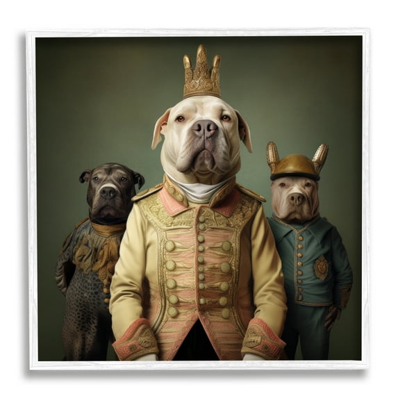 Stupell Industries Dogs Wearing Regal Clothes Animals & Insects Painting White Framed Art Print Wall Art, 12 x 12
