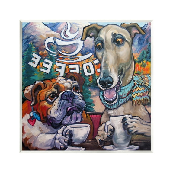 Stupell Industries Dogs at Coffee Shop Animals & Insects Painting Unframed Art Print Wall Art, 12 x 12