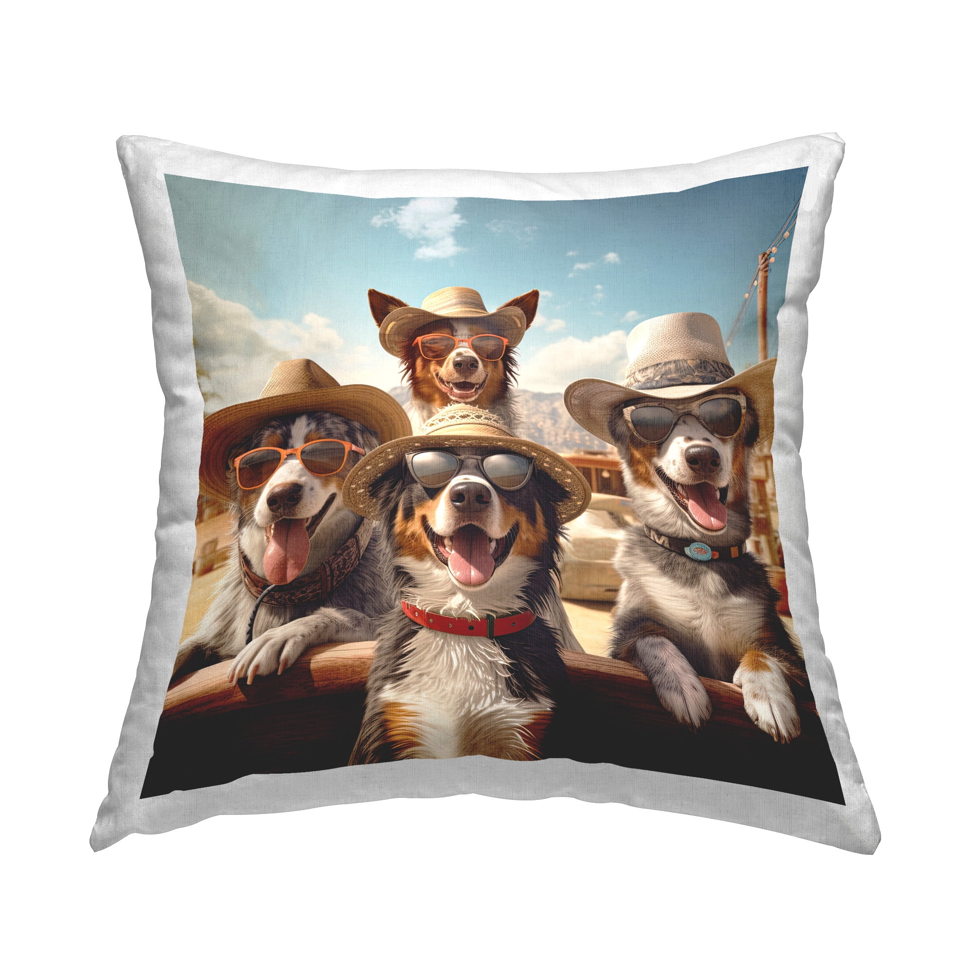 Stupell Industries Dogs in Cowboy Hats Decorative Printed Throw Pillow Design by Jim Baldwin