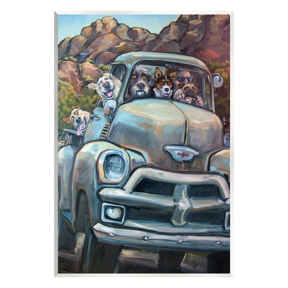 Stupell Industries Dogs in Vintage Pickup Animals & Insects Painting Unframed Art Print Wall Art, 10 x 15