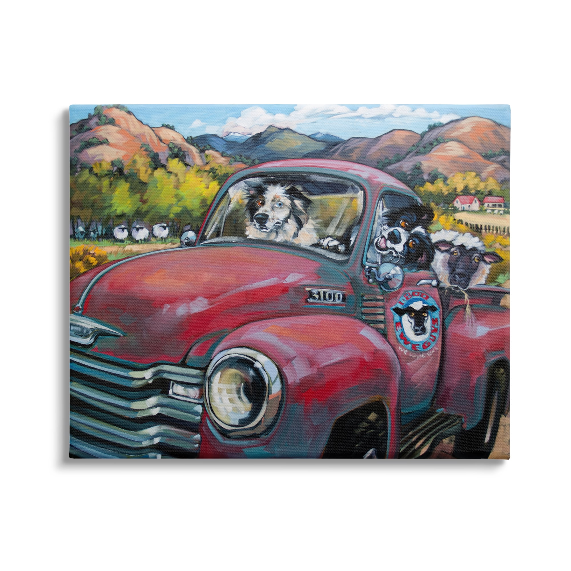 Stupell Industries Dogs in Vintage Truck Animals & Insects Painting Gallery Wrapped Canvas Print Wall Art, 40 x 30