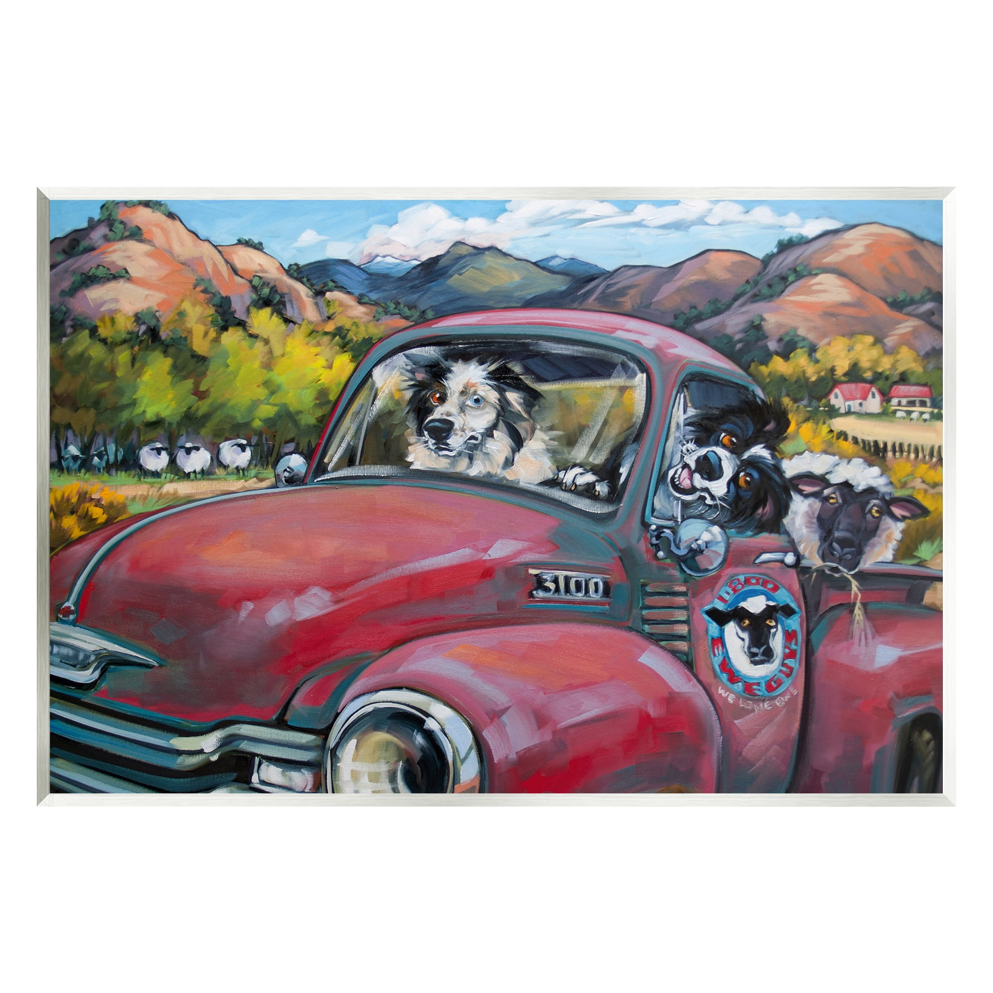 Stupell Industries Dogs in Vintage Truck Animals & Insects Painting Unframed Art Print Wall Art, 19 x 13