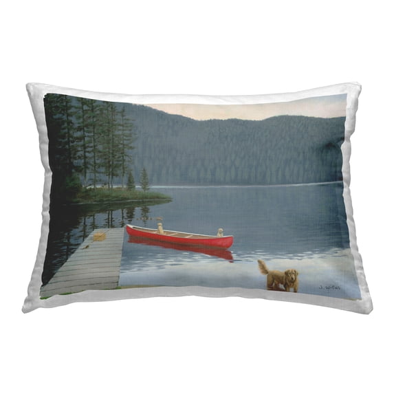 Stupell Industries Dogs on Lake Dock Decorative Printed Throw Pillow, 14 x 20