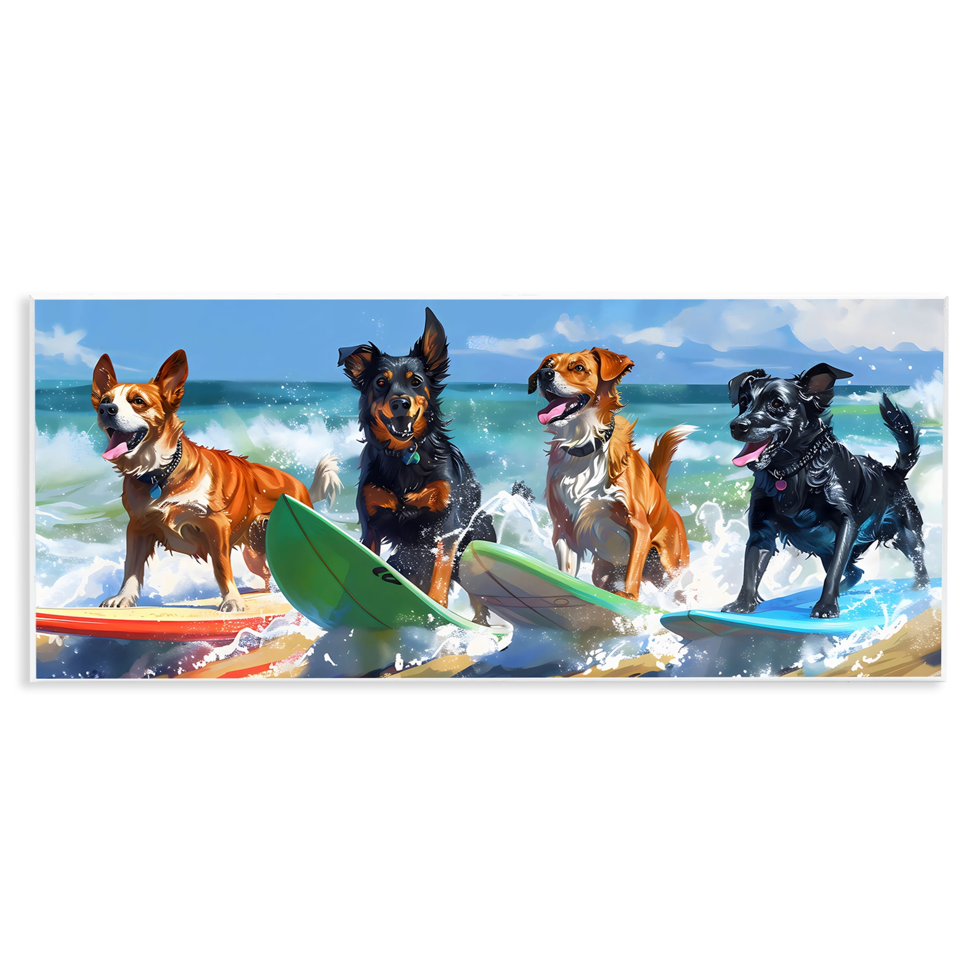 Stupell Industries Dogs on Surfboards Summer Fun Wall Plaque Art, design by Creative Studio