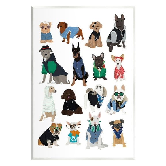 Stupell Industries Dogs with Various Fashion Animals & Insects Painting Unframed Art Print Wall Art, 10 x 15