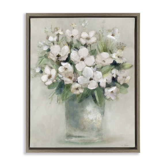 Stupell Industries Transitional Dogwood Blossoms Bouquet Brown Floating Frame Canvas Art, 25 x 31, by Carol Robinson