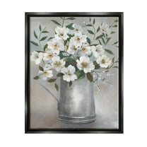 Stupell Industries Dogwood Flower Bouquet Country Can Botanical & Floral Painting Black Floater Framed Art Print Wall Art